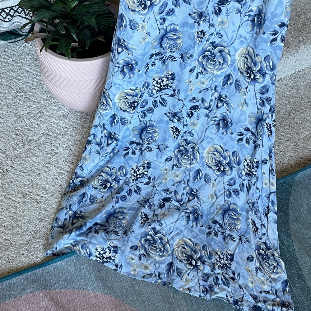 California Concepts Vintage Blue Floral Maxi Denim y2k 90s Maxi Dress - Picture 4 of 11